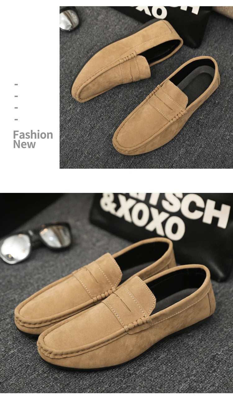 2026 Casual Men's Shoes Versatile Comfortable Work Shoes Driving Loafers Black, Grey, Khaki Three-Colour