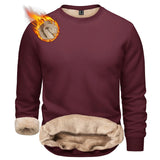 TACVASEN Winter Thicken Fleece Crewneck Sweatshirt Mens Warm Sherpa Lined Heavy Winter Pullover Basic Tops Shirts No Hood Hoodie