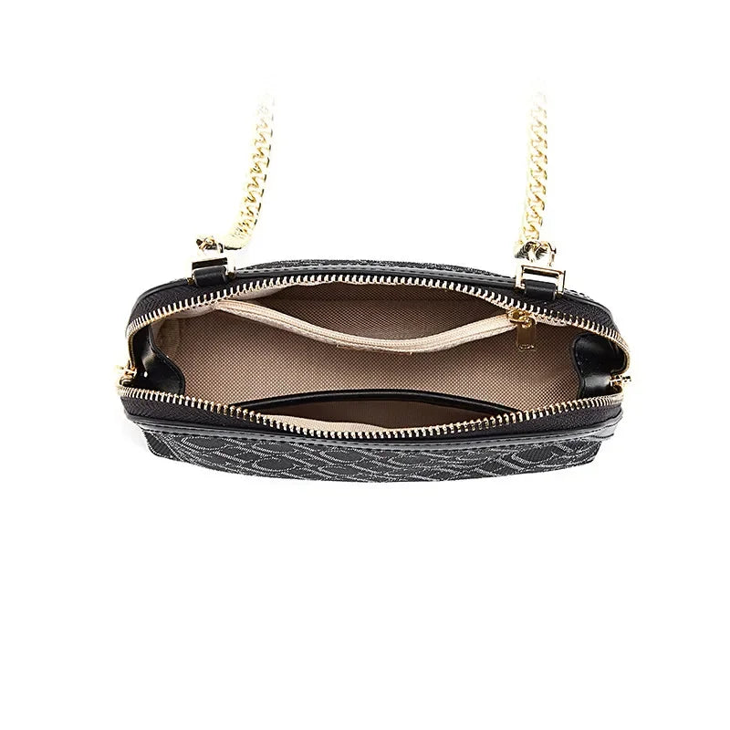 Letter Printed Suede-Style Luxury Chain Shoulder Bag
