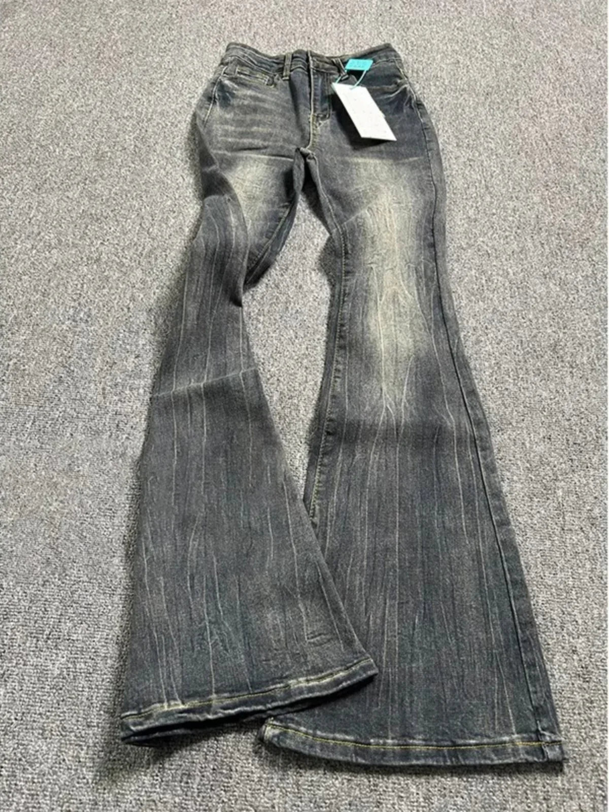 Women's Vintage Wide-Leg Flare Jeans – Black Grey