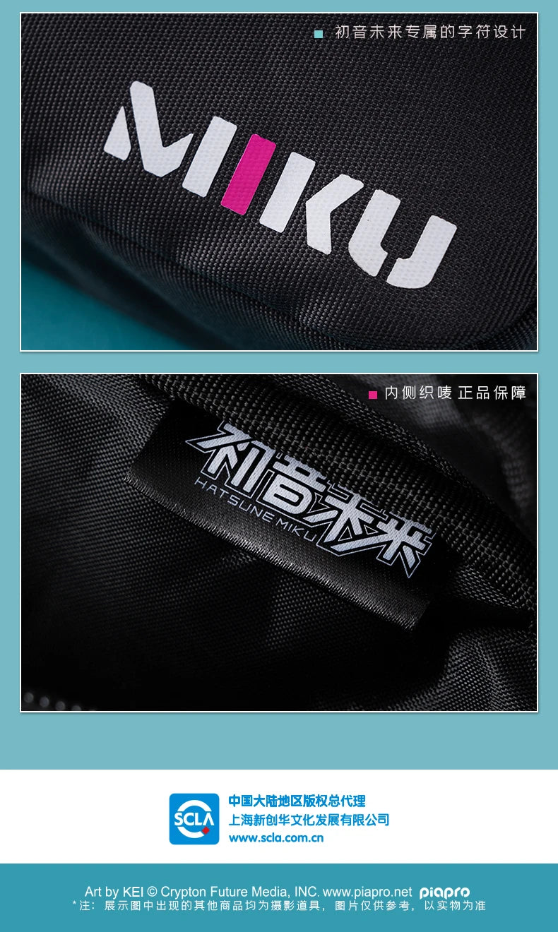 Bandai Hatsune Miku Buckle Shoulder Bag Cartoon Hatsune Miku Large Capacity Cool Storage Bag Anime Peripherals Holiday Gifts