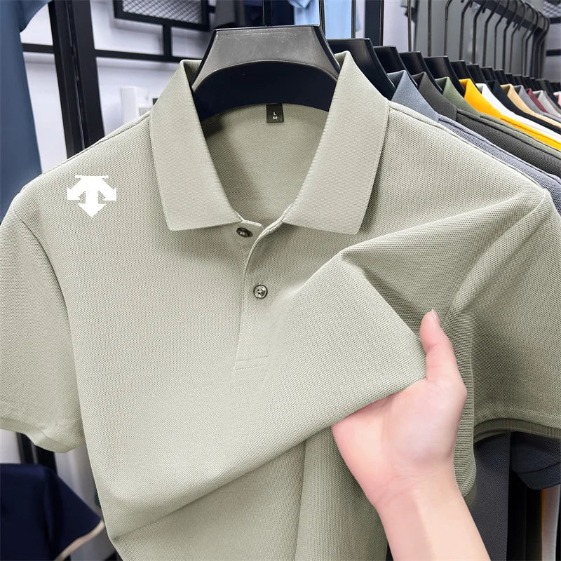 Men's Luxury Cotton Polo | Geometric Print Summer Shirt