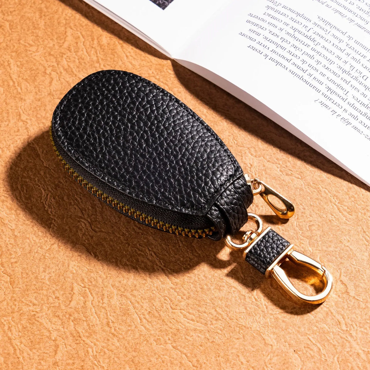 Portable Keychain Wallet for Men Women Large-Capacity Double Zipper Key Pouch Bag Suede Leather Key Case Unisex Coin Purse