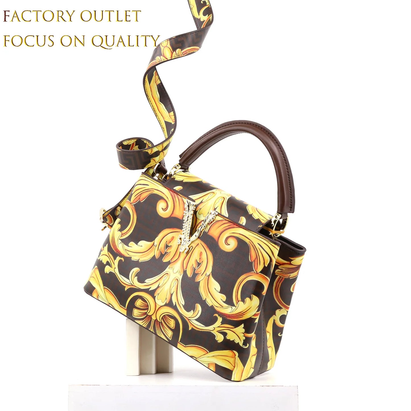 Ins Famous Fashion Classic Printed PU Leather Women's Handbags – Luxury Elegant Shoulder Crossbody Top Handle Bag