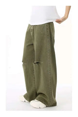 Men's Green Loose-Fit Straight-Leg Jeans