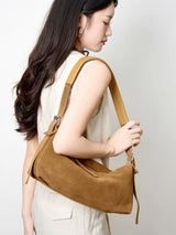 Women's Handbag New Suede Top Grain Leather Crossbody Bag Korean Style Wide Strap Shoulder Handheld Women Light Luxury Versatile