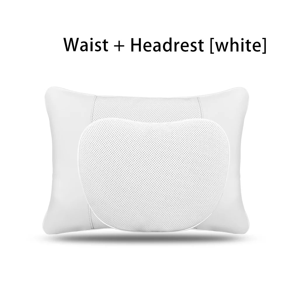 OULEX For Tesla Model 3 Y/Juniper Flocking/Leather Car Seat Neck Pillow Soft Memory Neck Pillow High-Quality Headrest Support