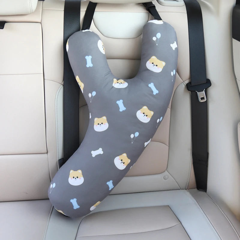 Cartoon Car Headrest & Y-Shaped Seat Belt Pillow