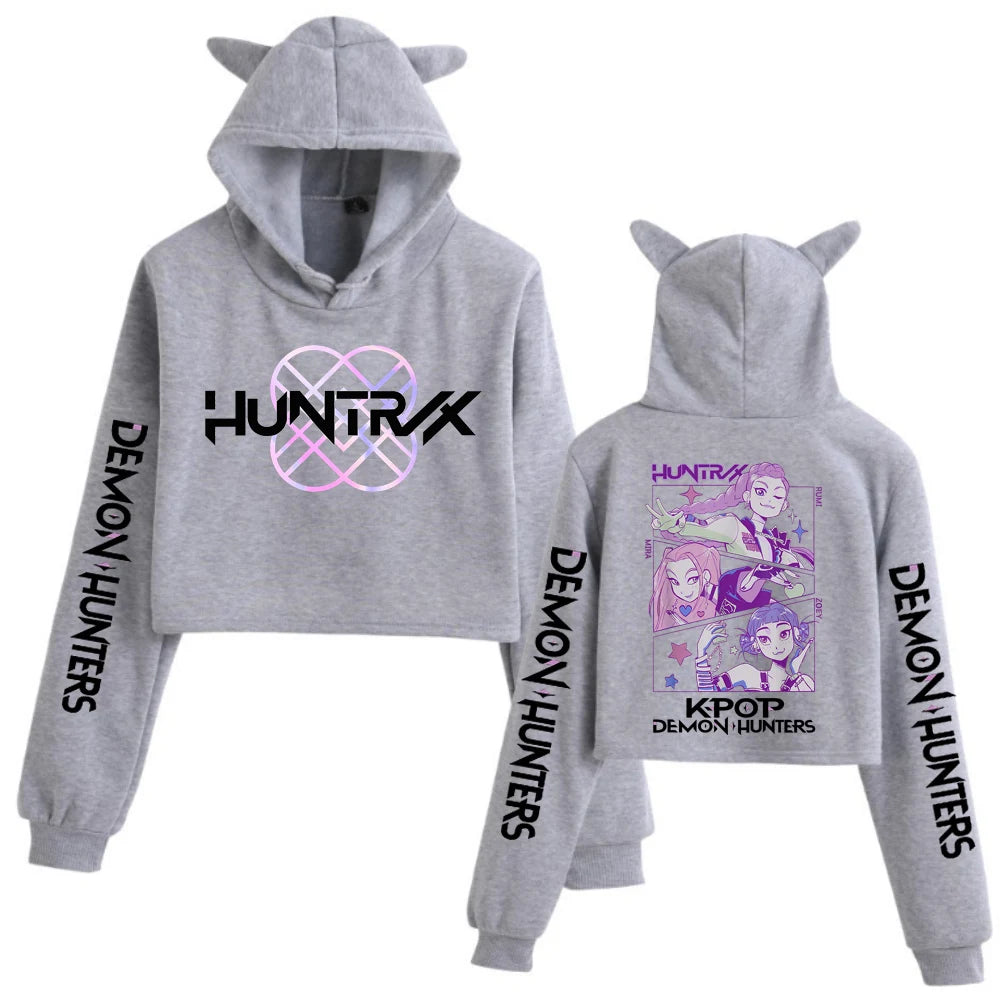 Demon Hunter Cat-Ear Crop Hoodie