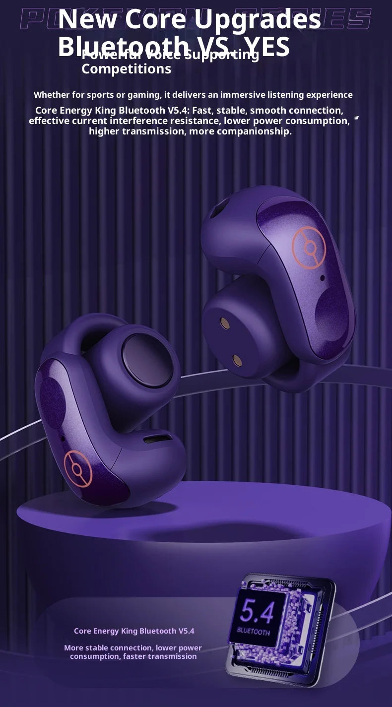 Gengar PokéMon Bluetooth Headset Ear Clip Hifi Stereo Wireless Game Sports Earbuds Long Battery Life Trendy Anime Gift