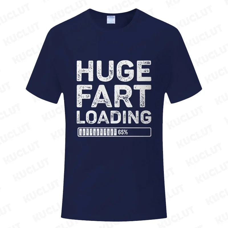 Huge Fart Loading Men's T-shirt Humor Tee Joke Gag Tshirt for Dad Gifts Guys Male Clothes Short Sleeve Tees Funny Graphic Tops