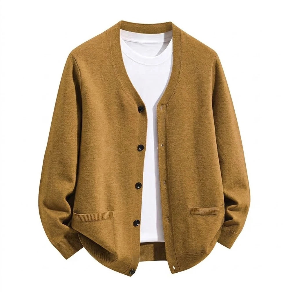 Men’s V-Neck Button Cardigan with Pockets