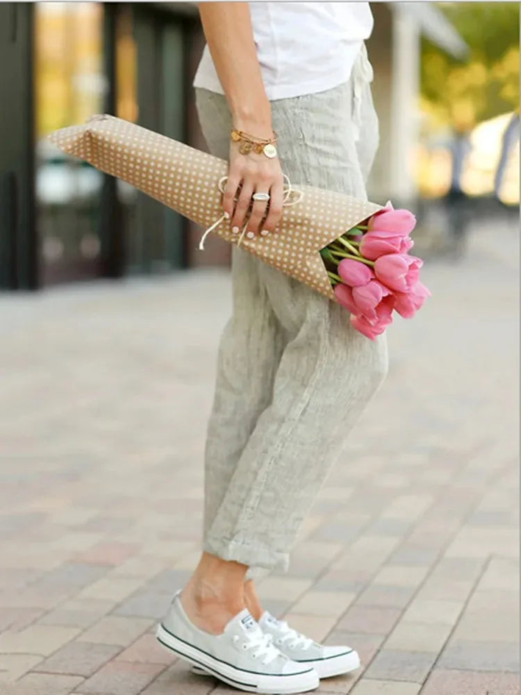 Women's Cotton Drawstring Ankle Pants