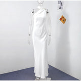 Elegant Ribbon Halter Maxi Dress
