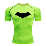 Summer Casual Run Compression T-Shirt Men Tops Bat Print Quick-Dry Fitness Gym Sportswear MMA Rashguard Jersey Workout Tee Male