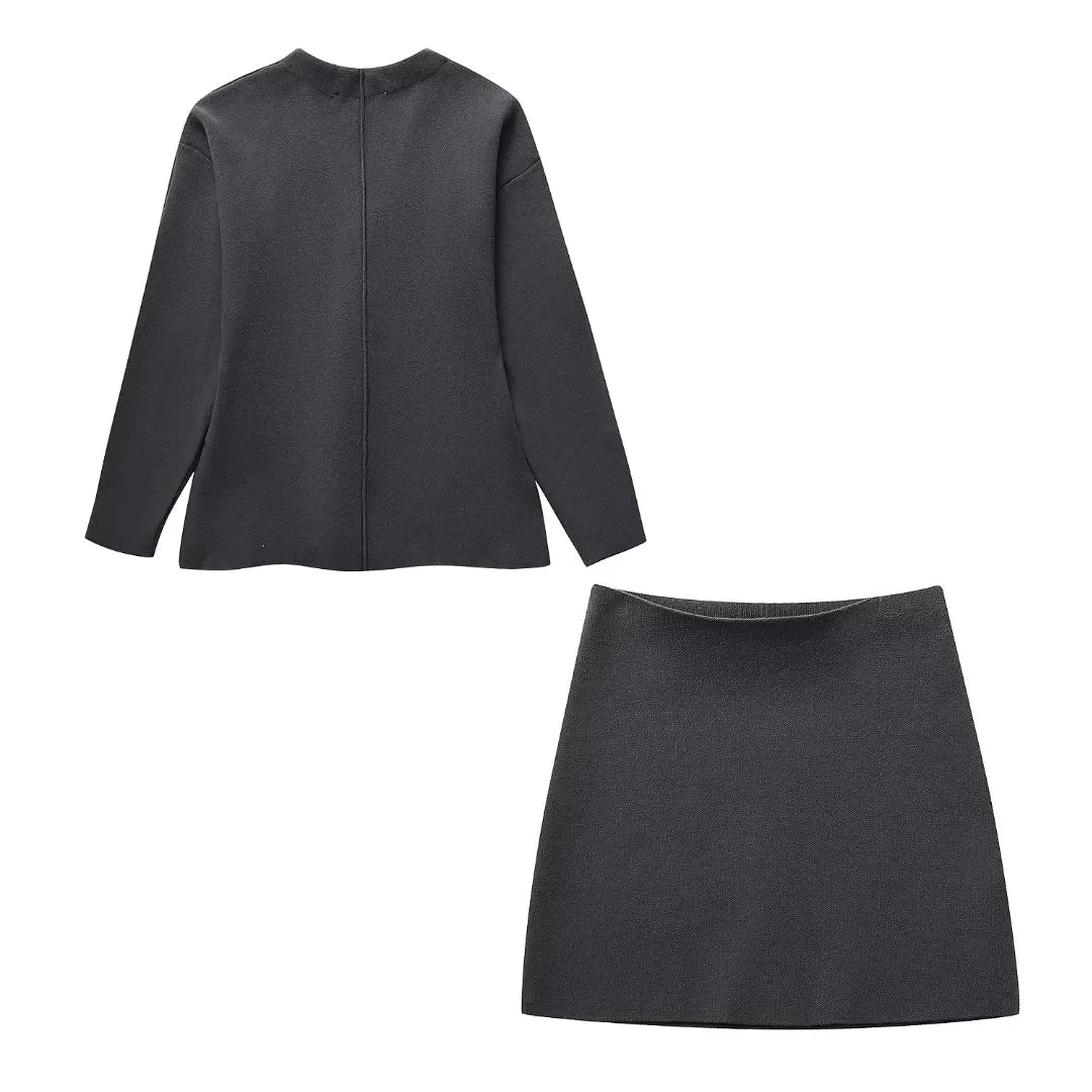Elegant 2-Piece Knit Skirt Set