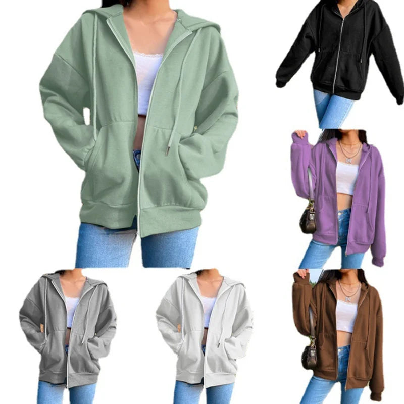 Oversized Fleece Zip-Up Hoodie