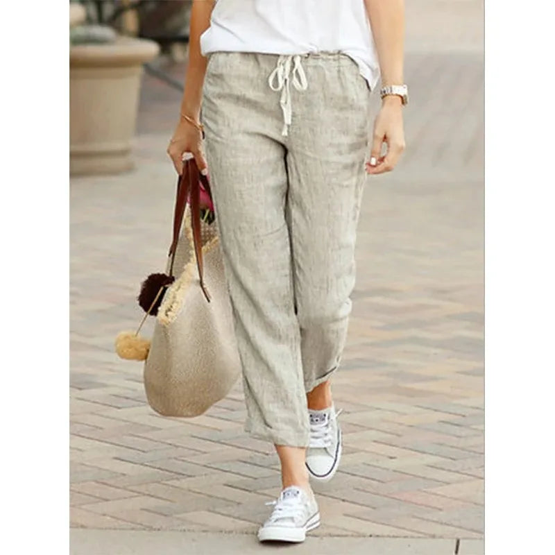 Women's Cotton Drawstring Ankle Pants