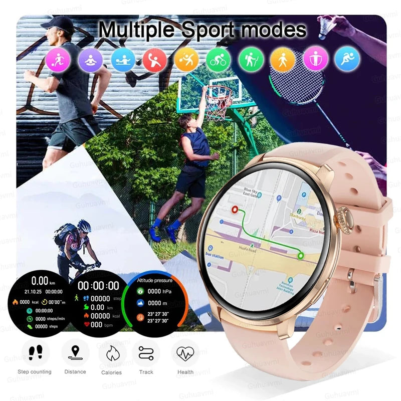 2026 New Lady Fashion Smart Watch women AMOLED HD Screen GPS Sport Heart Rate Bluetooth Call Waterproof Outdoor Smartwatch Women