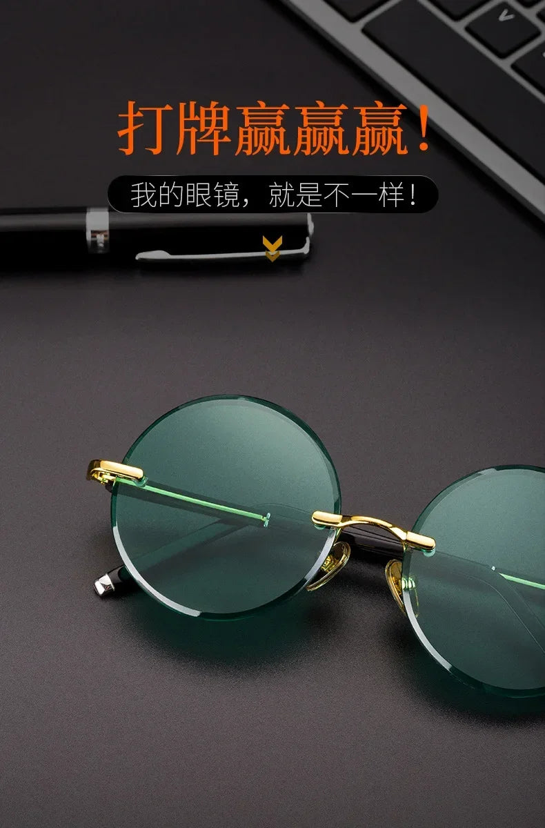 Rimless Round Sunglasses – UV400 Alloy Frame