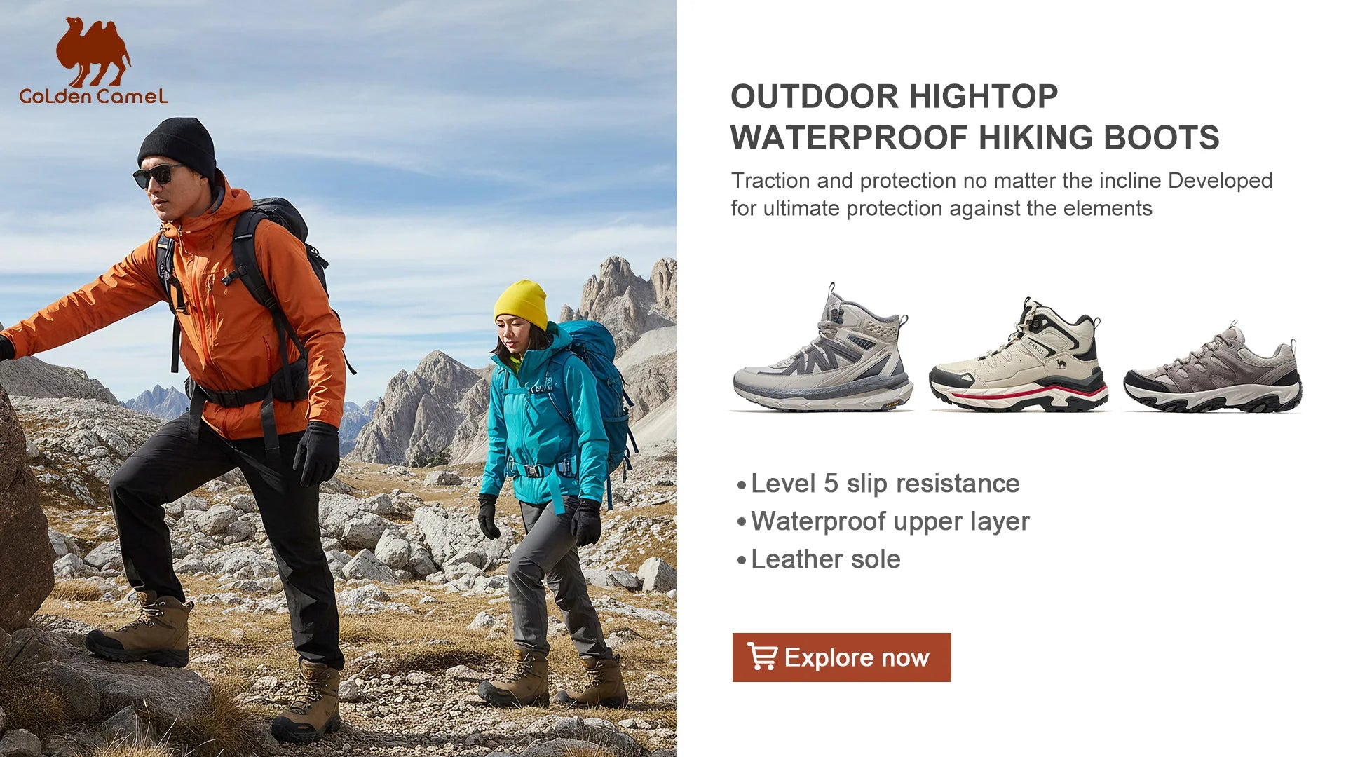 GOLDEN CAMEL Hiking Shoes for Men Waterproof Outdoor Low-top Hiking Boots Leather Men's Trekking Shoes Walking Male Sneakers New
