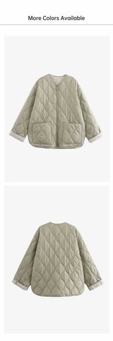 Casual Full-Zip Cotton Jacket – Autumn/Winter Fashion Coat with Curled Edge