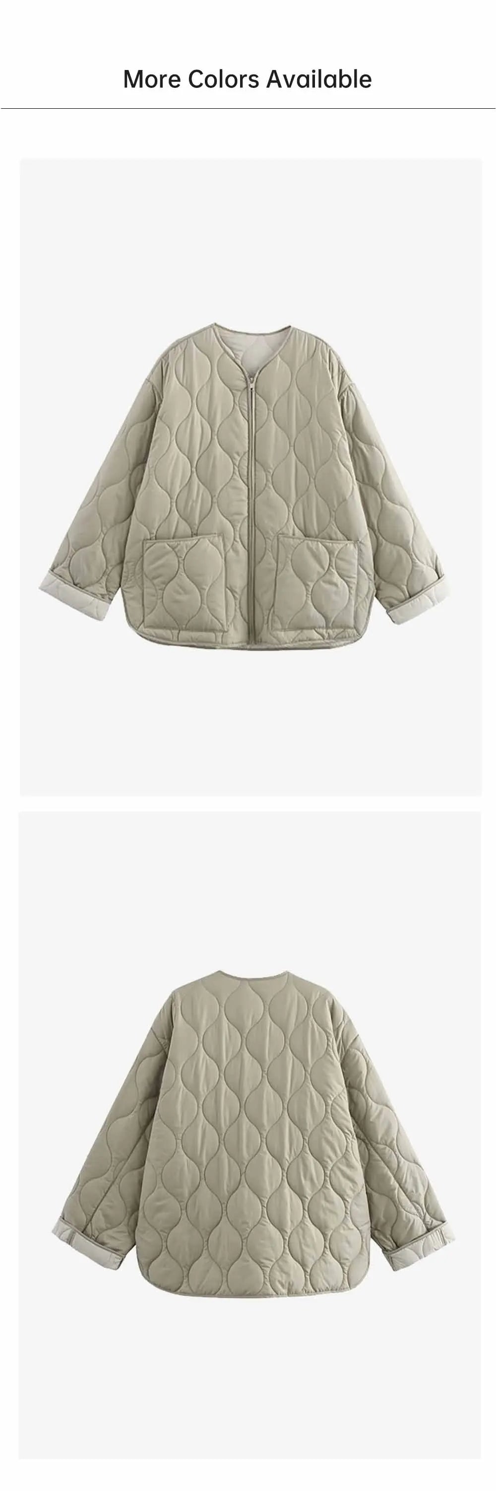 Casual Full-Zip Cotton Jacket – Autumn/Winter Fashion Coat with Curled Edge