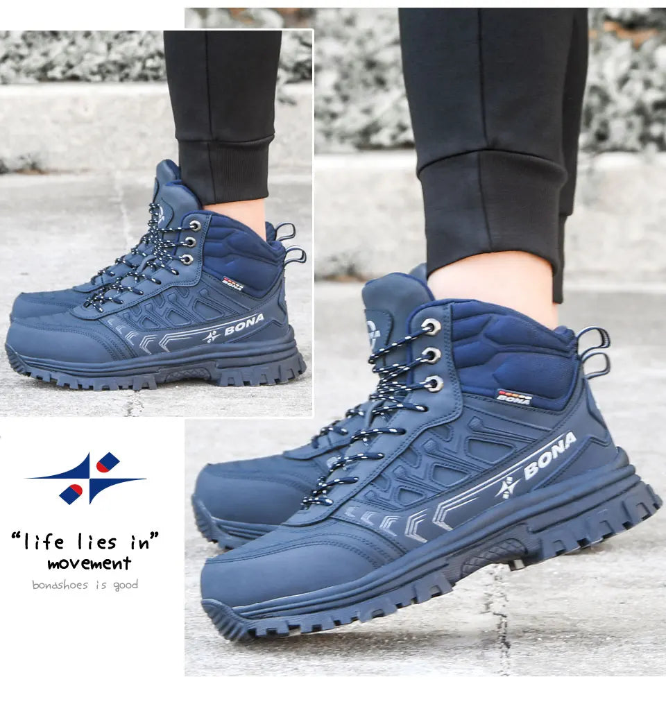 BONA 2023 New Designers Brand Winter Warm Boots Men Plush Nubuck Snow Boots Man High Quality High Top Boots Mansculino Sneakers