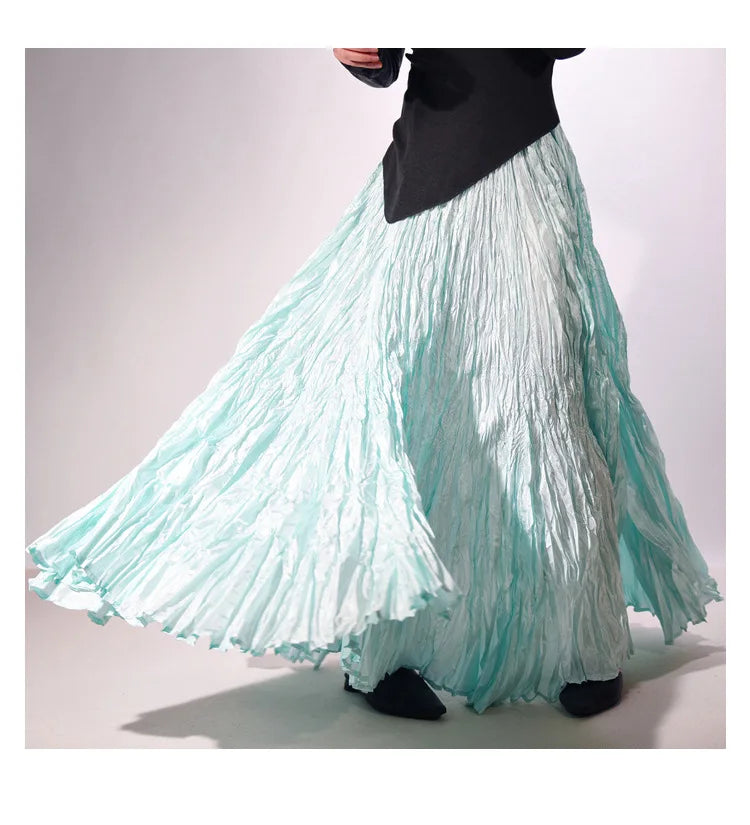Elegant High-Waist Pleated Maxi Skirt for Women