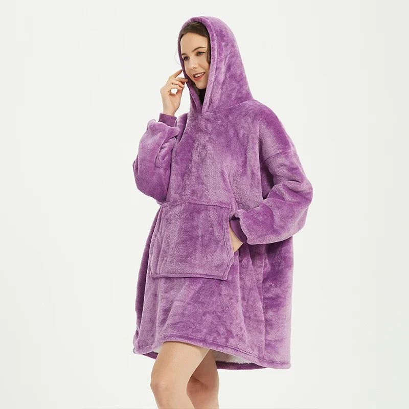 Oversized Microfiber Fleece Hoodie Blanket