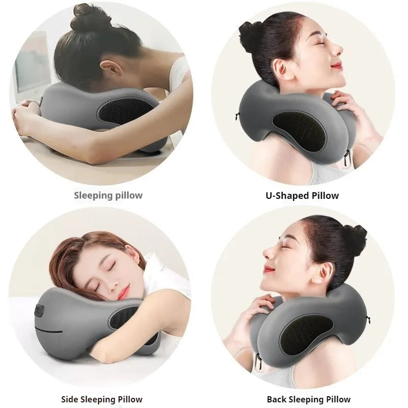 Memory Foam Neck Pillow, Ergonomic U-Shaped Travel Pillow with Washable Cover for Airplane,Car,Office Home-Soft Support