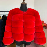 Elegant Winter Faux Fox Fur Crop Jacket