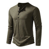 Men's Cotton Henley Long Sleeve Shirt