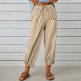 Women's High-Waist Cotton Linen Pants