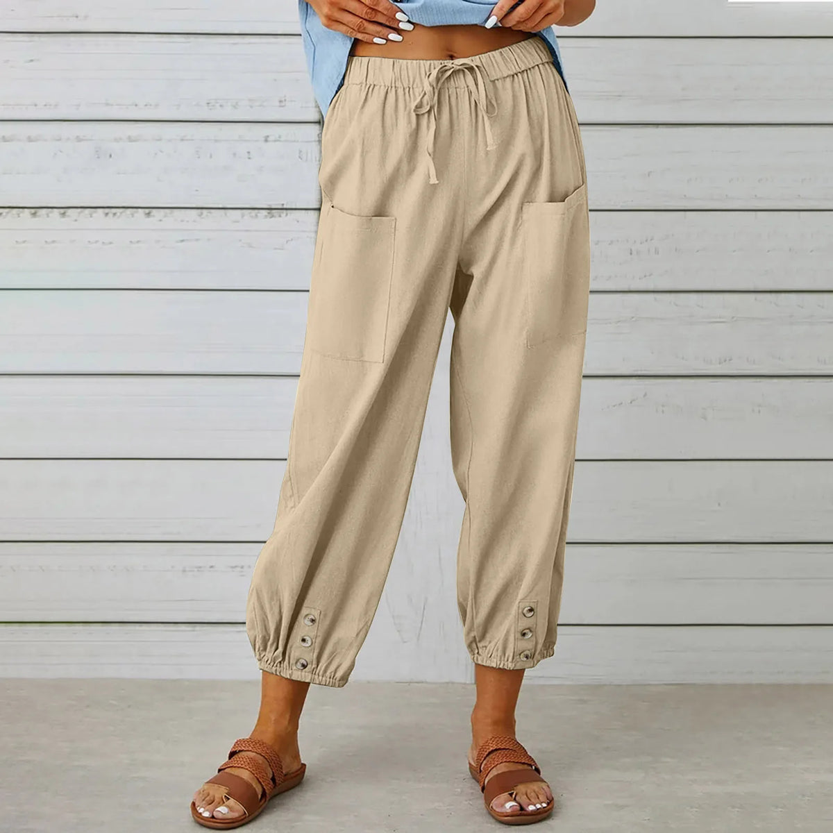 Women's High-Waist Cotton Linen Pants