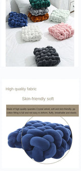 Living Room Soft Plush Knot Cushion,Sofa Pillow Solid Square Hand-Woven Home Throw Pillow,Square Woven Seat Cushion