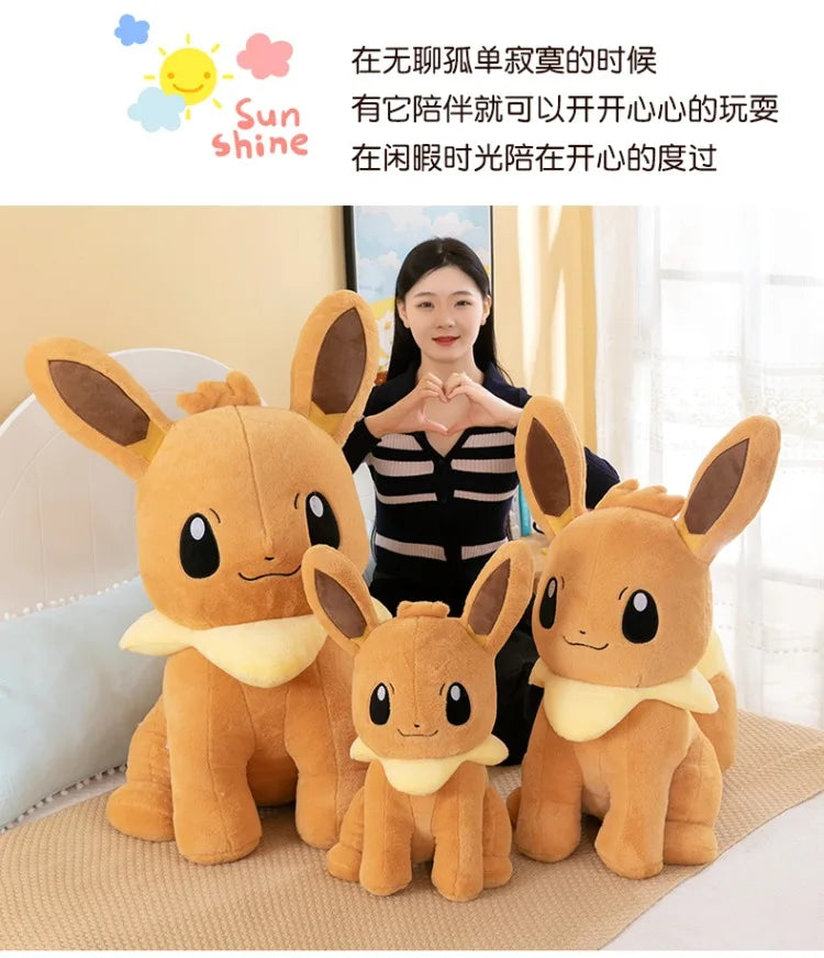 45/55/75CM Big Size Pokemon Eevee Plushies Kawaii Cartoon Anime Plush Soft Pillow Doll Stuffed Plushies Cute Room Ornament Gift