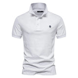AIOPESON Embroidered Cotton Polo Shirt for Men