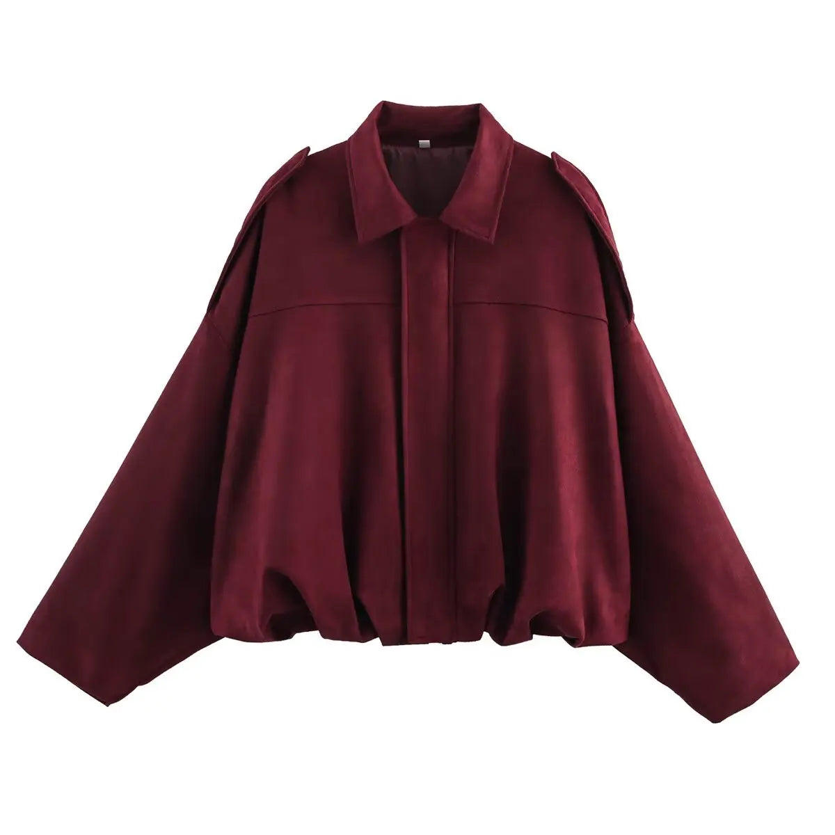Women's Suede Bomber Jacket – Elegant Oversized Coat