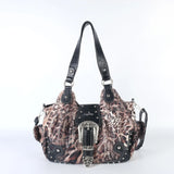 Women Handbag Stitching Leopard Top-handle Shoulder Bag PU Dumpling Pack Multi-pockets Shoulder Bags Phone Money Pack