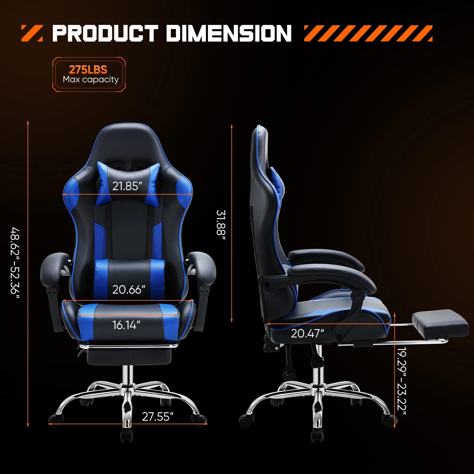 JHK Ergonomic Gaming Chair with Lumbar Support