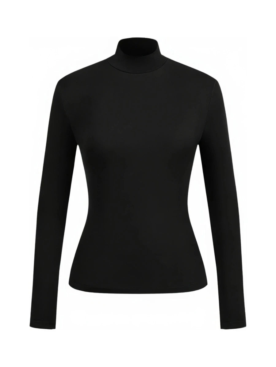 2-Piece Women's High-Neck Brushed Thermal T-Shirt Set - Made in USA