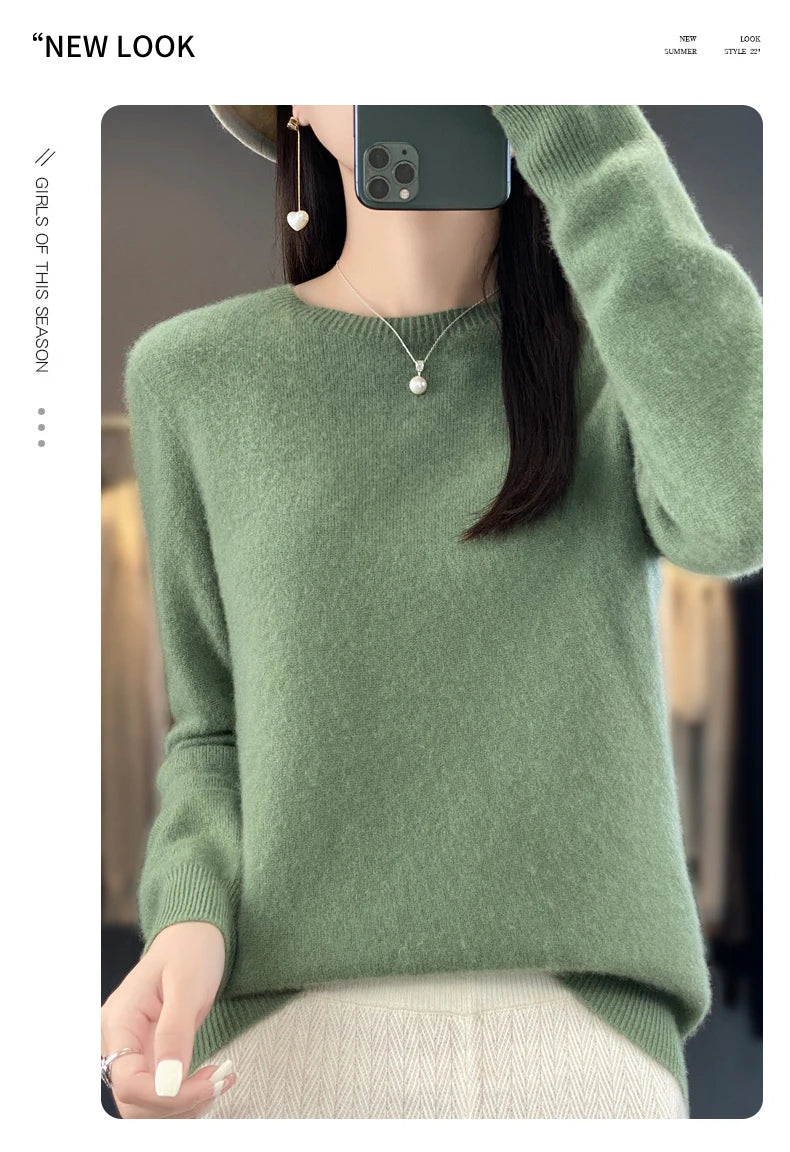 Women's Merino Wool Crew Neck Sweater