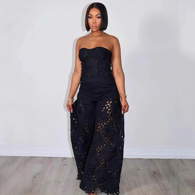 Strapless Eyelet Two-Piece Set
