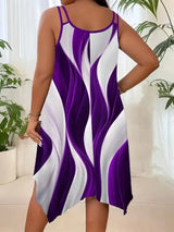 Women’s Plus Asymmetric Geometric Print Strappy Dress