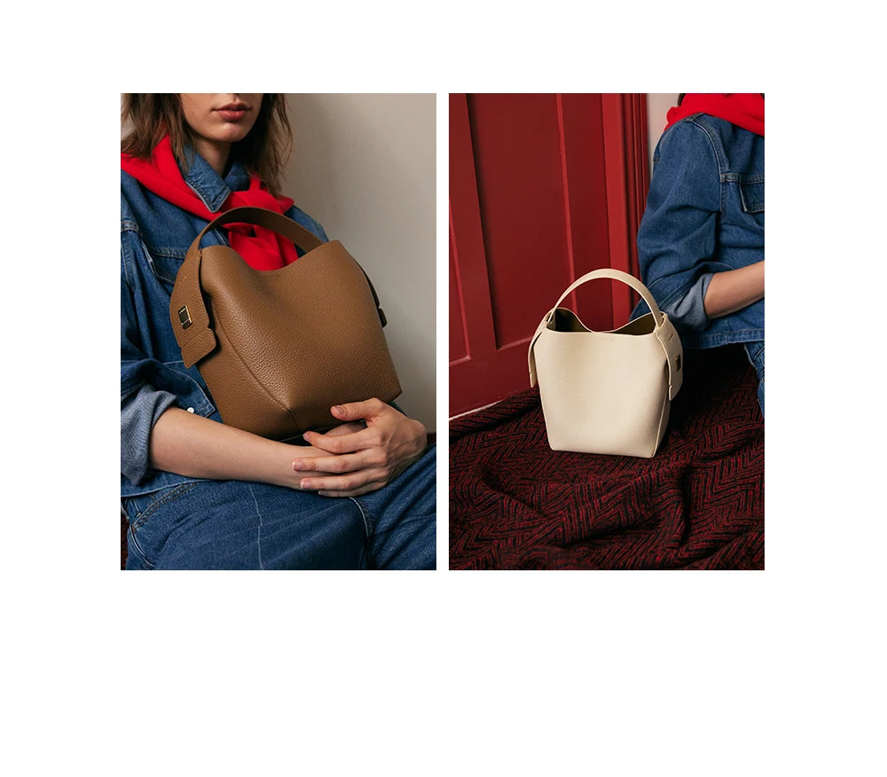 LA FESTIN Original Brand Genuine Leather Ladies Handbag Shoulder Crossbody Bag Portable Bucket Bag Female Bags Women's Bag