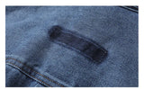 Mens High Quality Custom Weave Slub Deconstructed Patchwork Denim Shirt Trendy Distressed Wash Streetwear Casual Long Sleeve