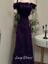 Lucy Sequin Off The Shoulder Purple Mermaid Evening Dress 2026 Prom Dress Formal Evening Customized Elegant Ladies Gowns