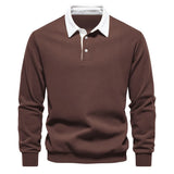 Men’s Cotton-Blend Polo Collar Sweatshirt