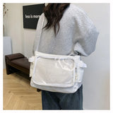 Fashion Transparent Ita Bag Large Capacity College Style Shoulder Bag Canvas Jk Handbag Women Tote Bag College Style